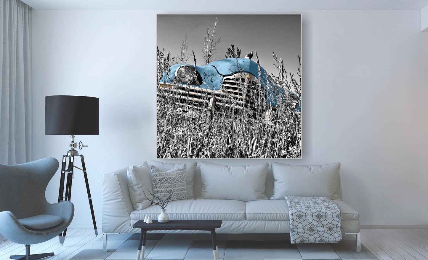 WANDBILDER ALURAHMEN AUTO BILDER WOHNZIMMER 150x150 OLDTIMER NATUR
