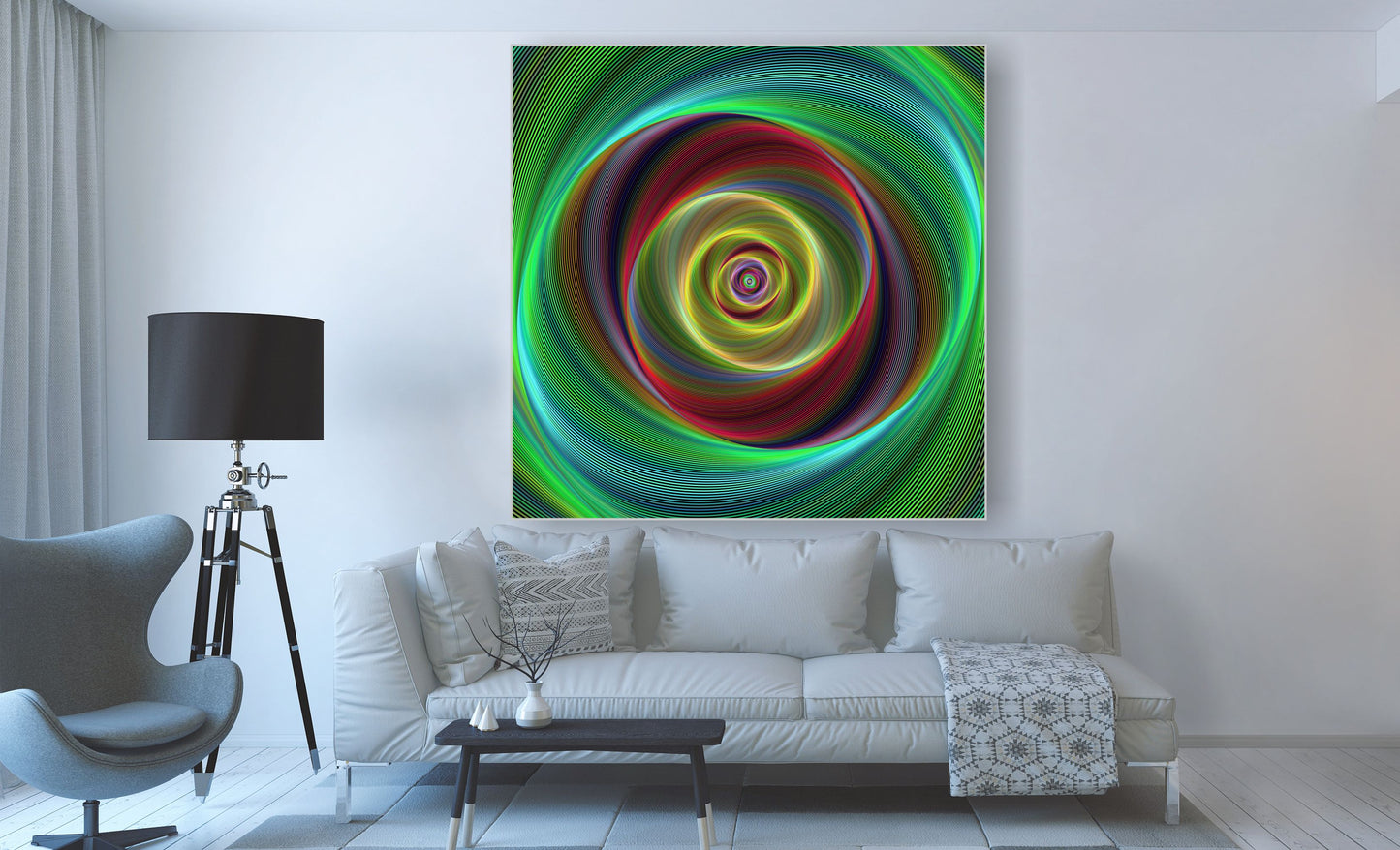 WANDBILDER ALURAHMEN ABSTRAKTE BILDER WOHNZIMMER 150x150 SPIRALE BUNT