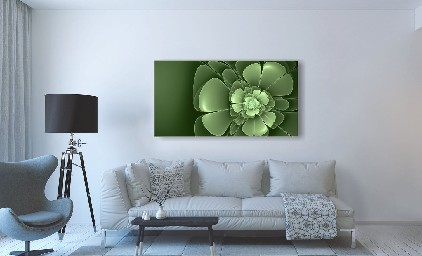 WANDBILDER ALURAHMEN XXL ABSTRAKTE BILDER WOHNZIMMER 150x80 BLÜTE GRÜN