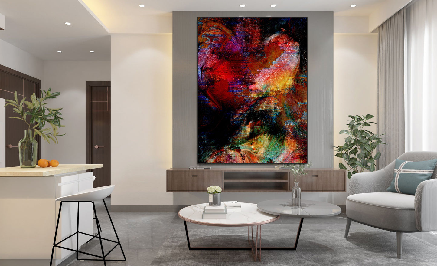 WANDBILDER MIT RAHMEN ABSTRAKT BILDER XXL MODERN WOHNZIMMER MALEREI BUNT