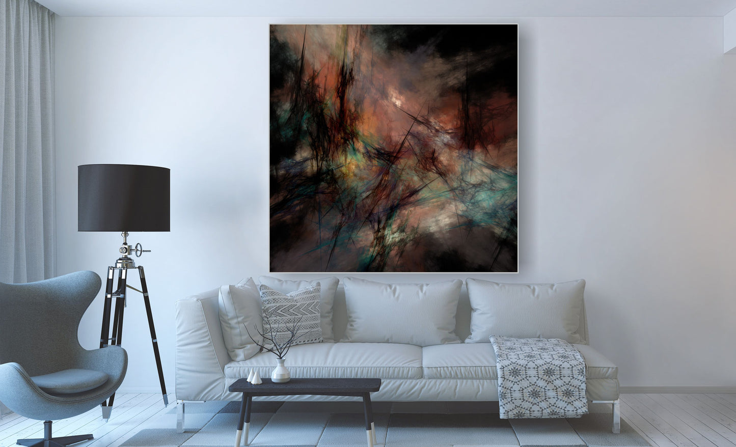 WANDBILDER ALURAHMEN ABSTRAKTE BILDER WOHNZIMMER 150x150 BLACK BUNT