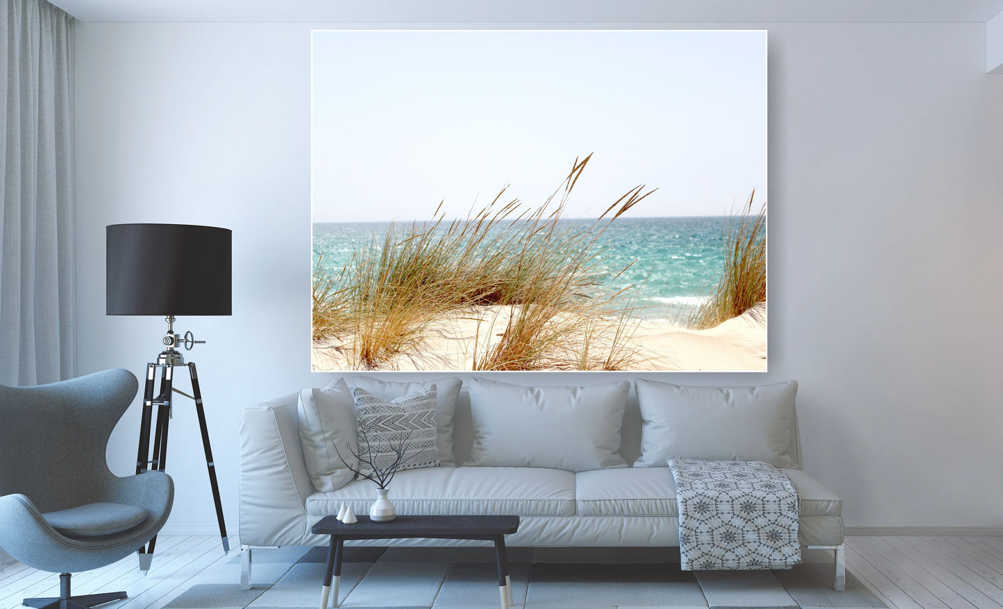 WANDBILDER MIT RAHMEN BILDER XXL MODERN WOHNZIMMER NATUR STRAND GRÄSER
