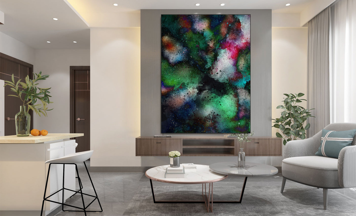 WANDBILDER MIT RAHMEN ABSTRAKT BILDER XXL MODERN WOHNZIMMER UNIVERSUM