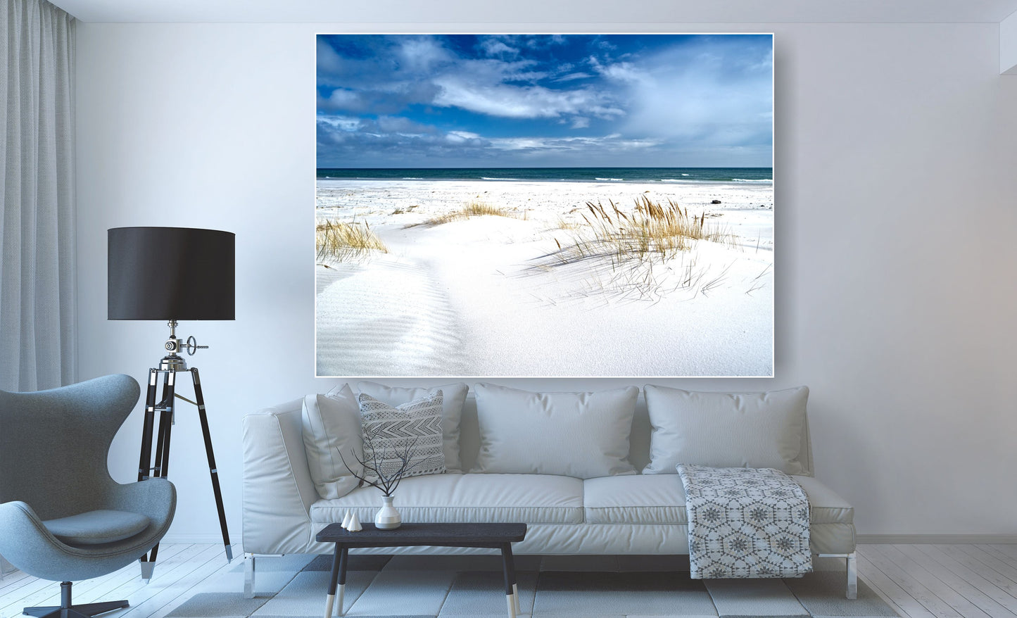 WANDBILDER MIT RAHMEN BILDER XXL MODERN WOHNZIMMER WEISSER SANDSTRAND