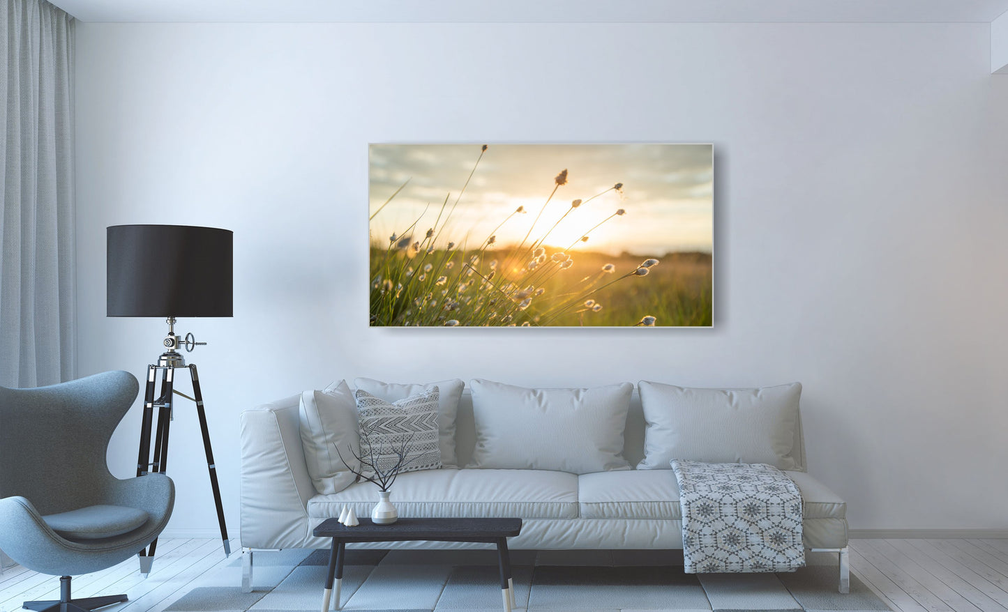 WANDBILDER ALURAHMEN XXL NATUR BILDER WOHNZIMMER 150x80 GRÄSER WIESE
