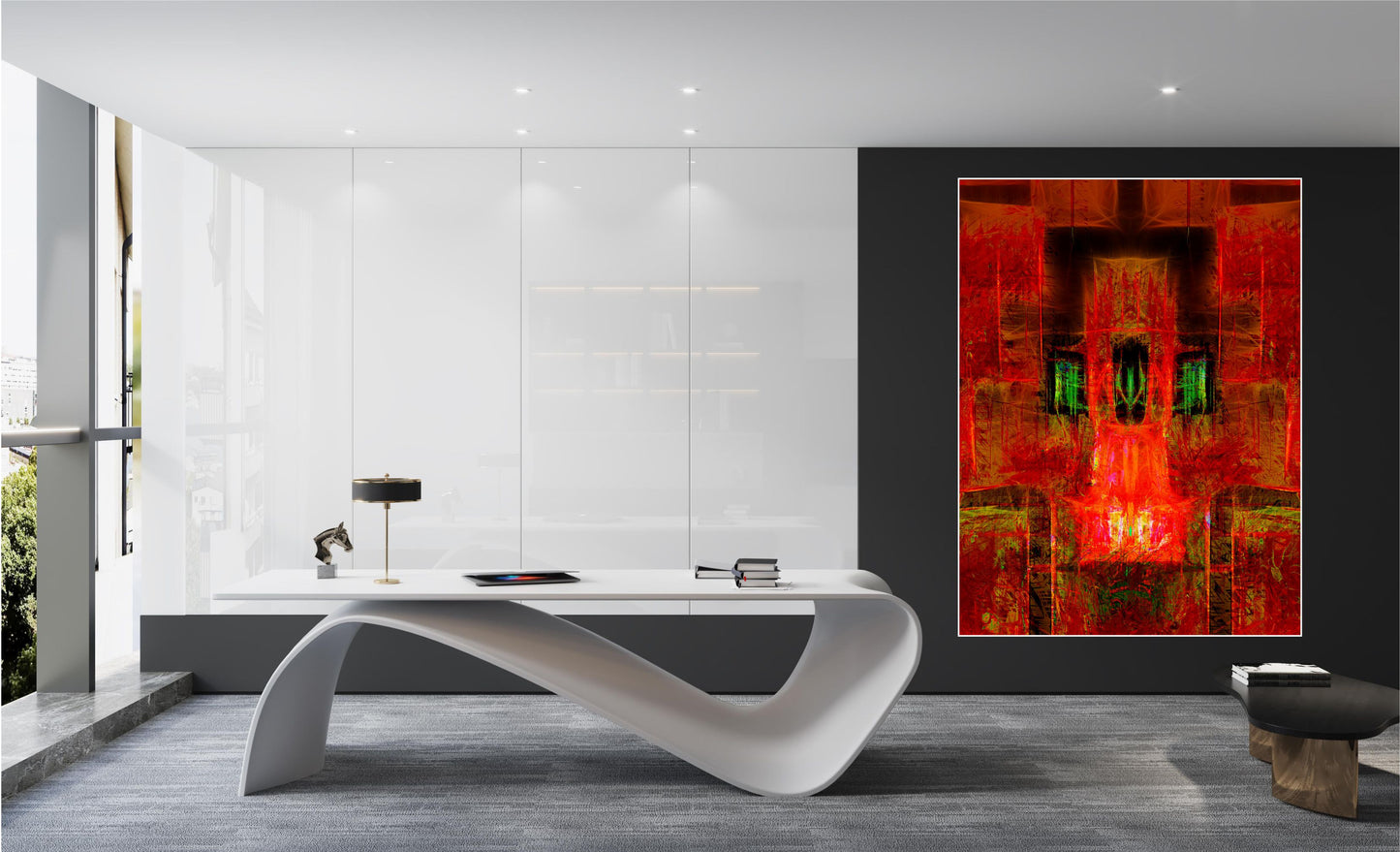 WANDBILDER MIT RAHMEN ABSTRAKT BILDER XXL MODERN WOHNZIMMER KUNST ROT