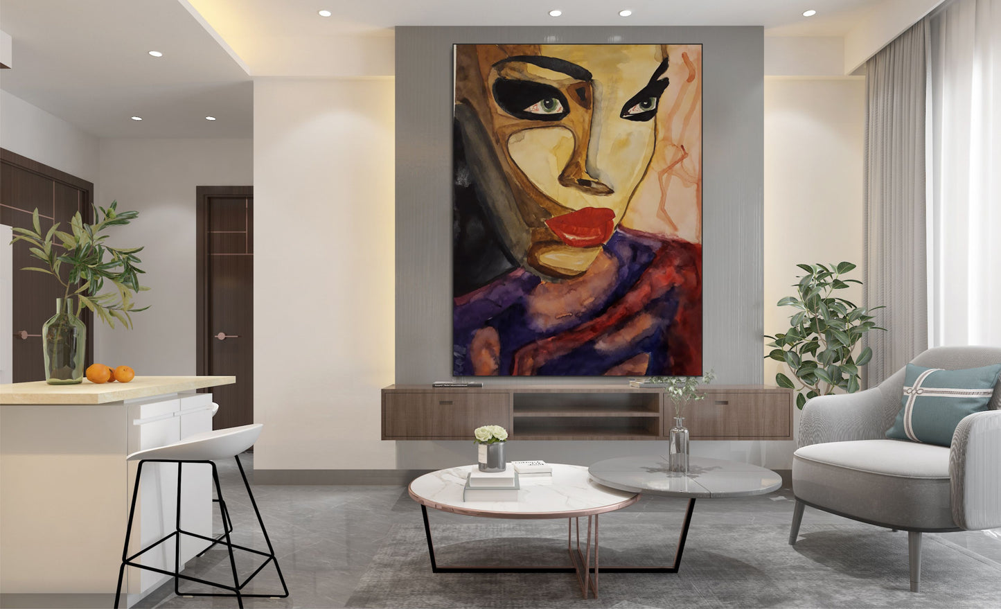 WANDBILDER MIT RAHMEN ABSTRAKT BILDER XXL MODERN WOHNZIMMER MALEREI FRAU