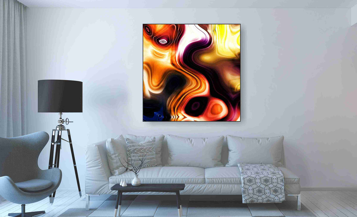 WANDBILD ALURAHMEN XXL ABSTRAKTE BILDER WOHNZIMMER 120x120 MODERNE KUNST