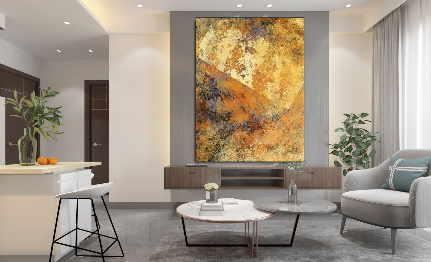 WANDBILD MIT RAHMEN 150x200 ABSTRAKT BILDER XXL WOHNZIMMER KUNST FARBIG MODERN
