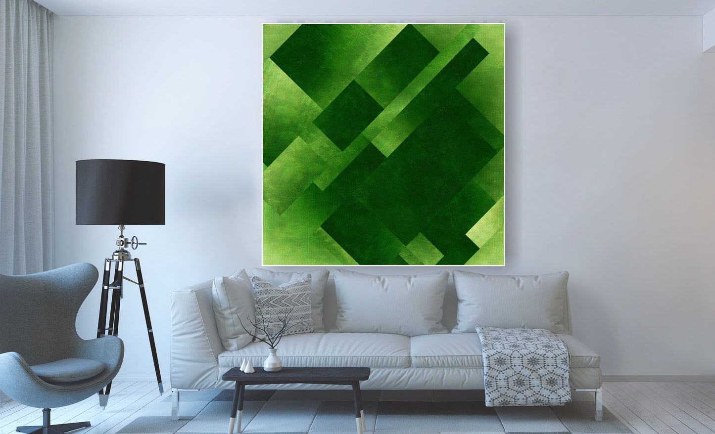 WANDBILDER ALURAHMEN ABSTRAKTE BILDER WOHNZIMMER 150x150 RECHTECKE GRÜN