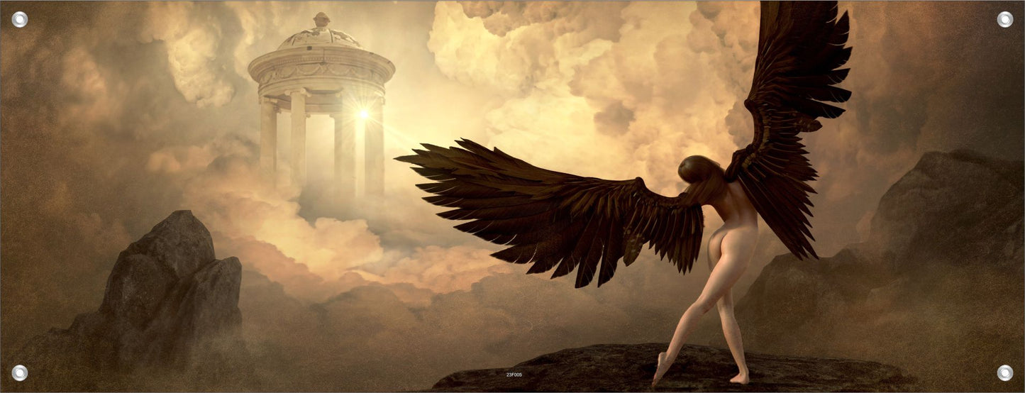 FANTASIE WANDBILDER POSTER DEKO BILDER XXL 160x60 ENGEL HIMMEL WOLKEN