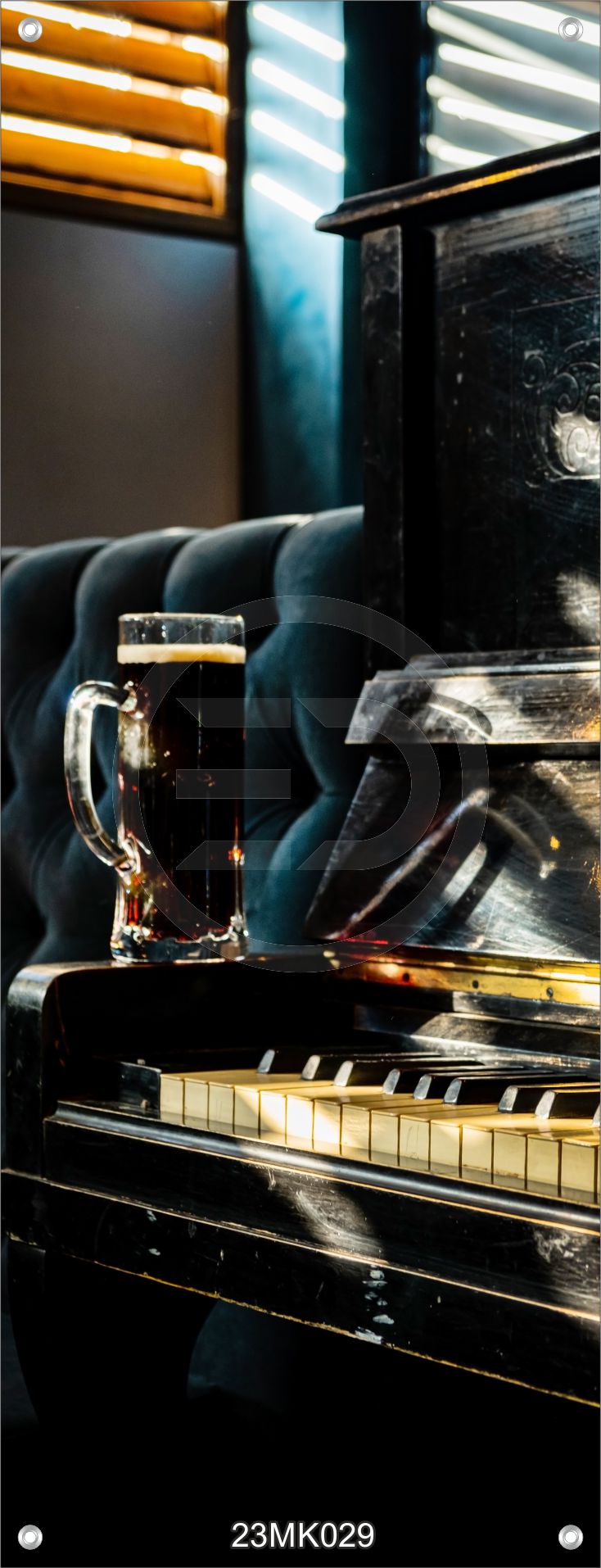 Wandbild Banner Poster Indoor/Outdoor 60x160 cm Vintage Retro Piano Bar Bier