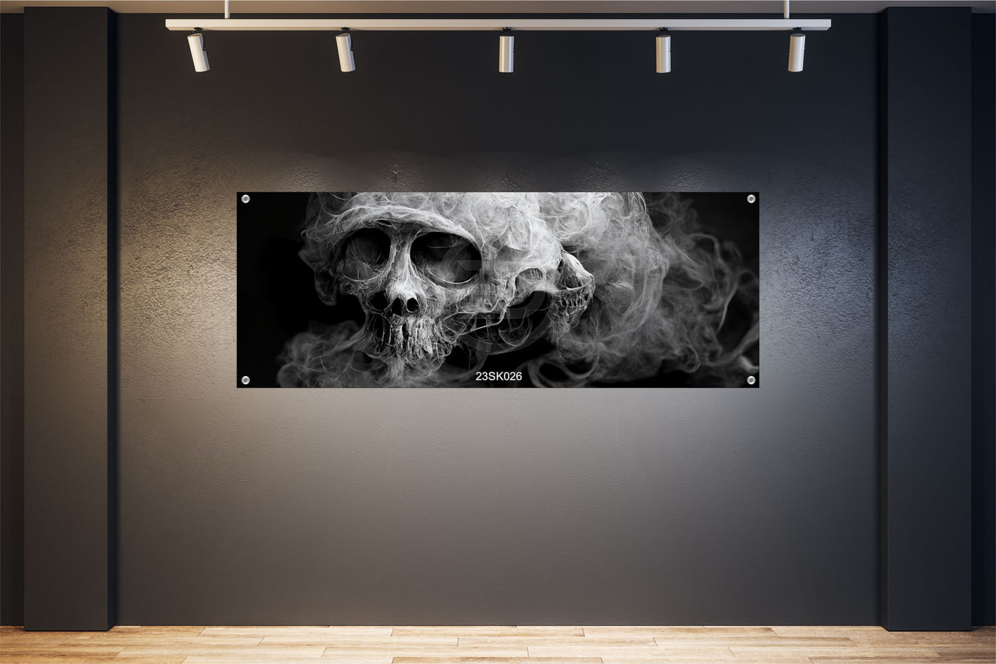 TOTENKOPF WANDBILDER POSTER DEKO BILDER XXL 160x60 SCHÄDEL RAUCH