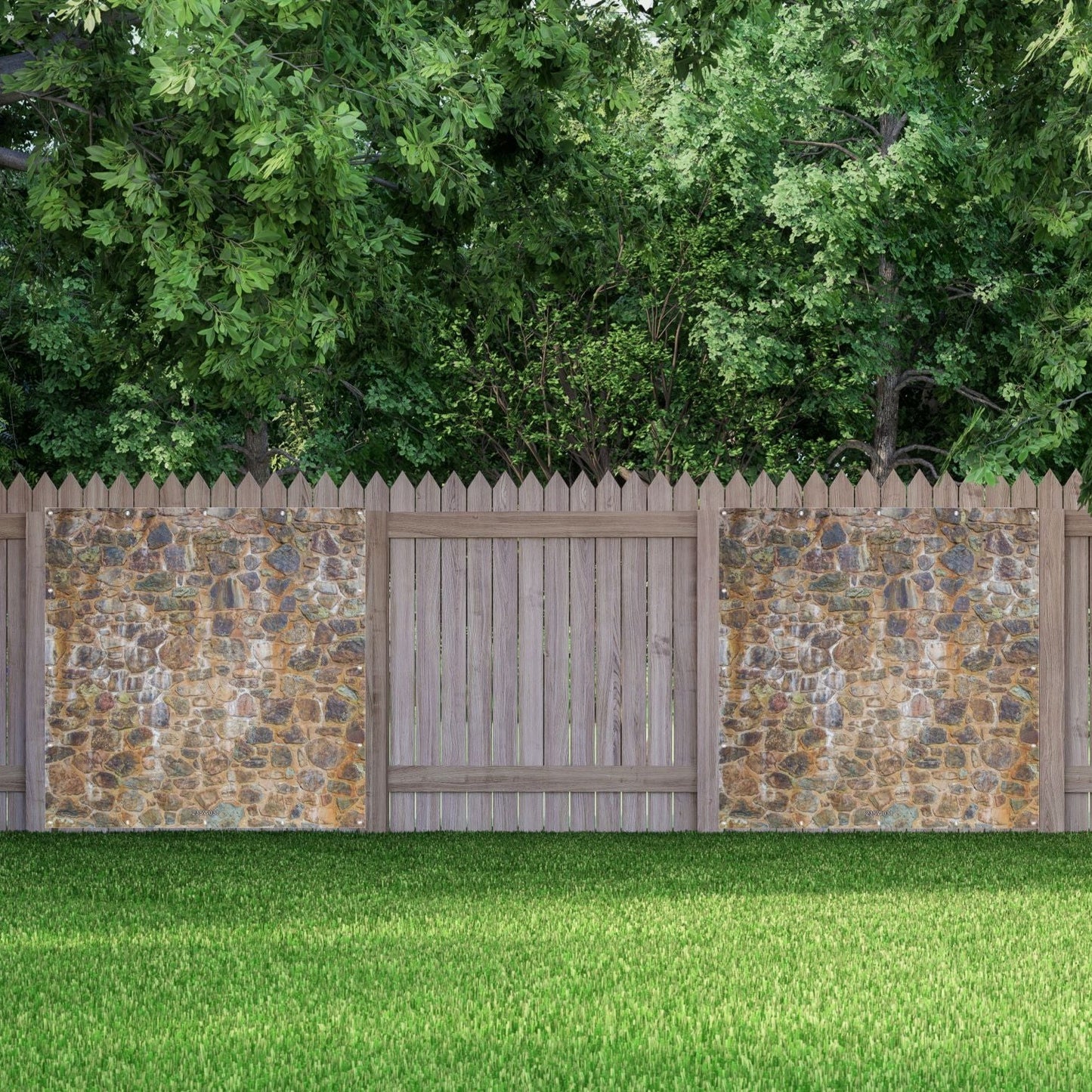 Steinwand Outdoor Bild Banner Gartenposter Sichtschutz wetterfest 3 Größen Braun