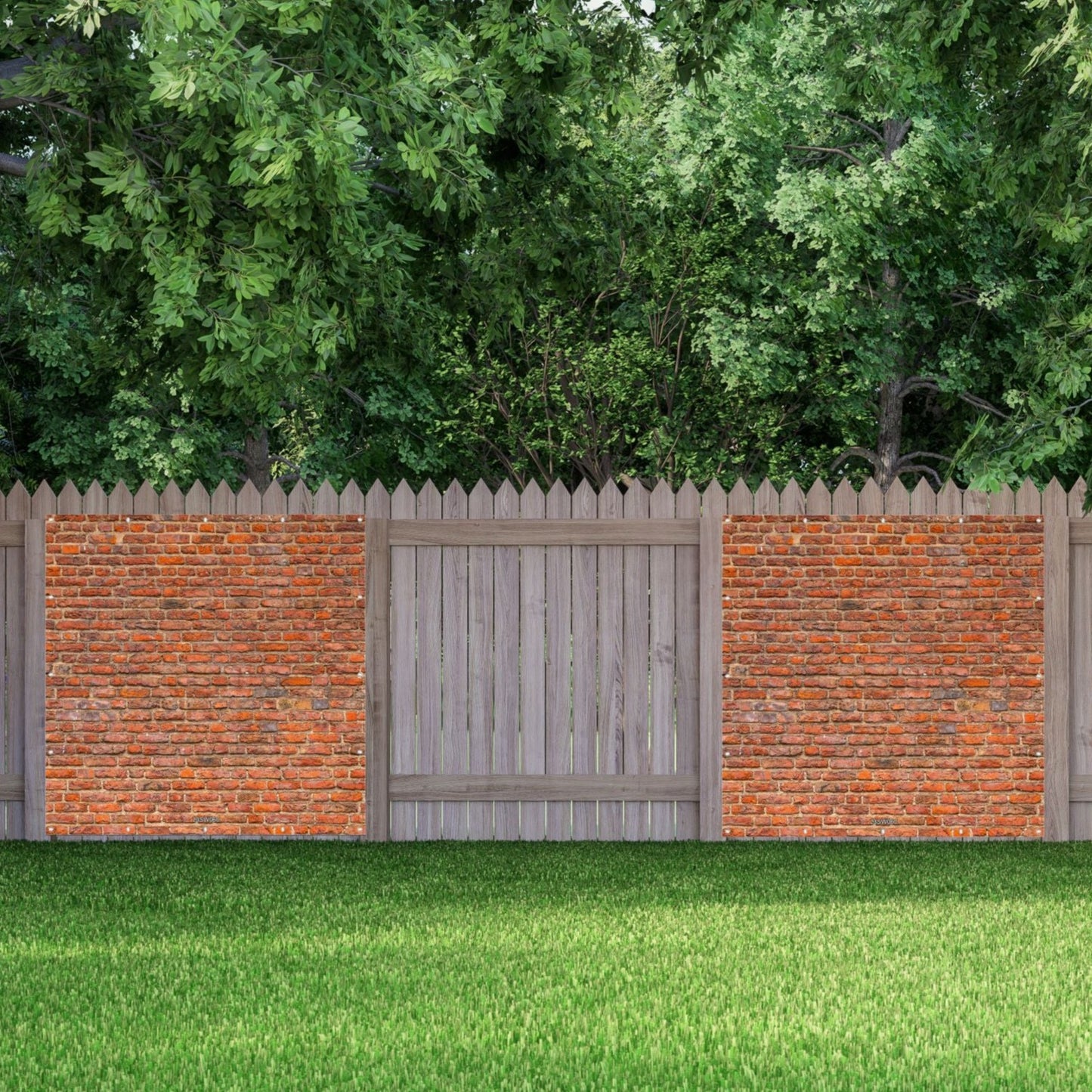 Steinwand Banner Gartenposter Außen wetterfest Sichtschutz Zaun 3 Größen Ziegel Rot