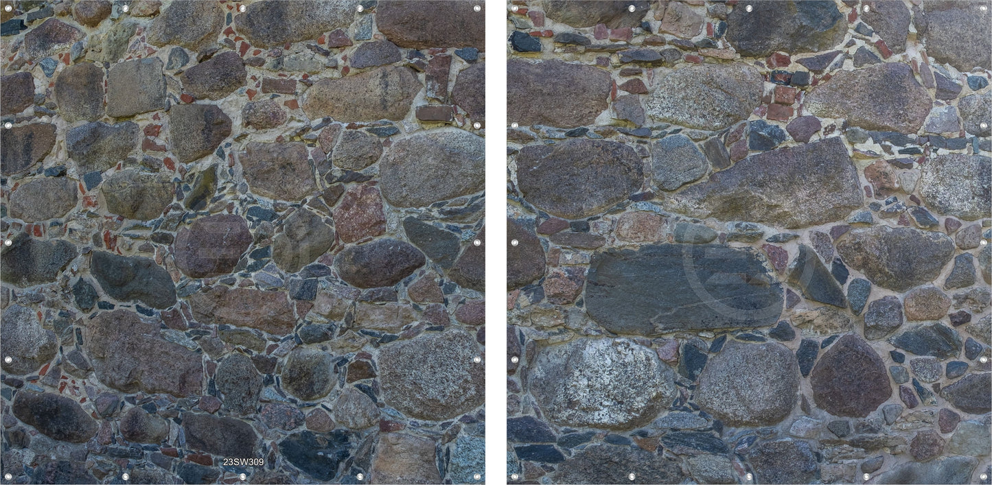 Steinwand Banner Gartenposter Außen wetterfest Sichtschutz Zaun 5 Größen Braun-Anthrazit