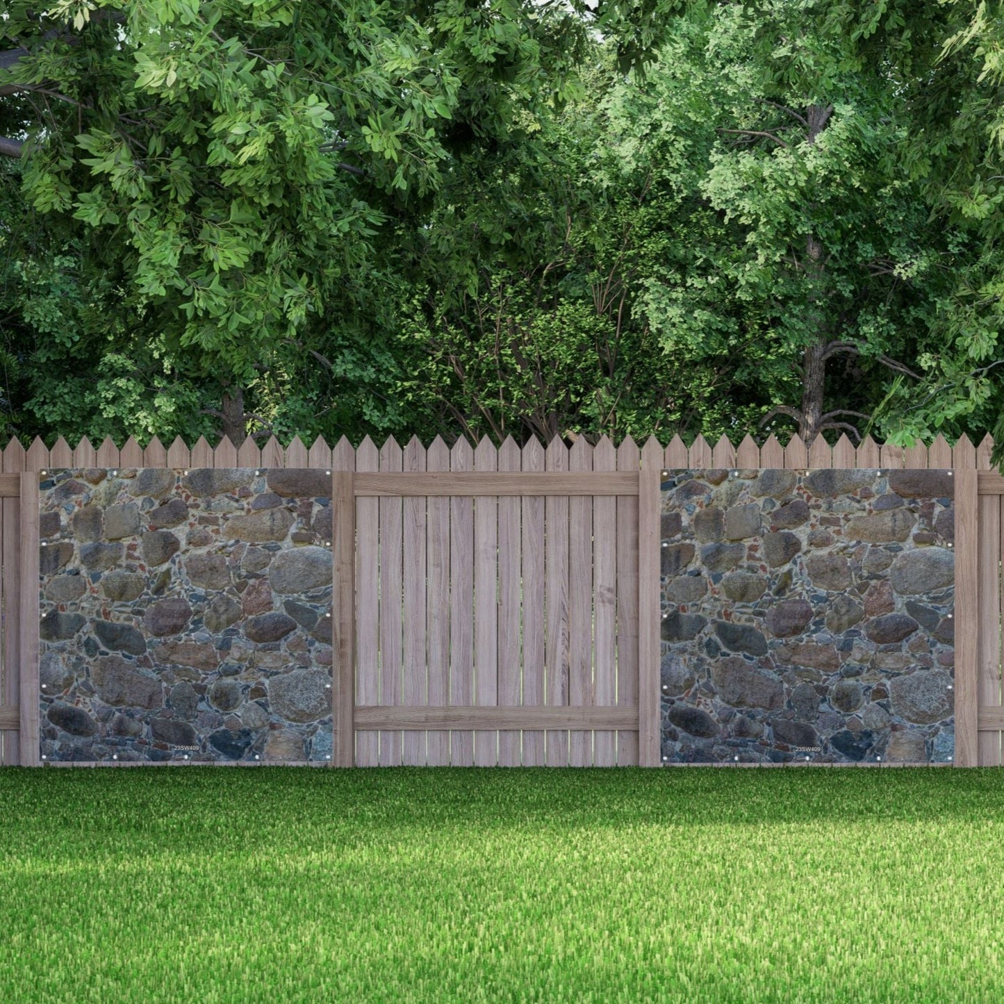Steinwand Banner Gartenposter Außen wetterfest Sichtschutz Zaun 5 Größen Braun-Anthrazit
