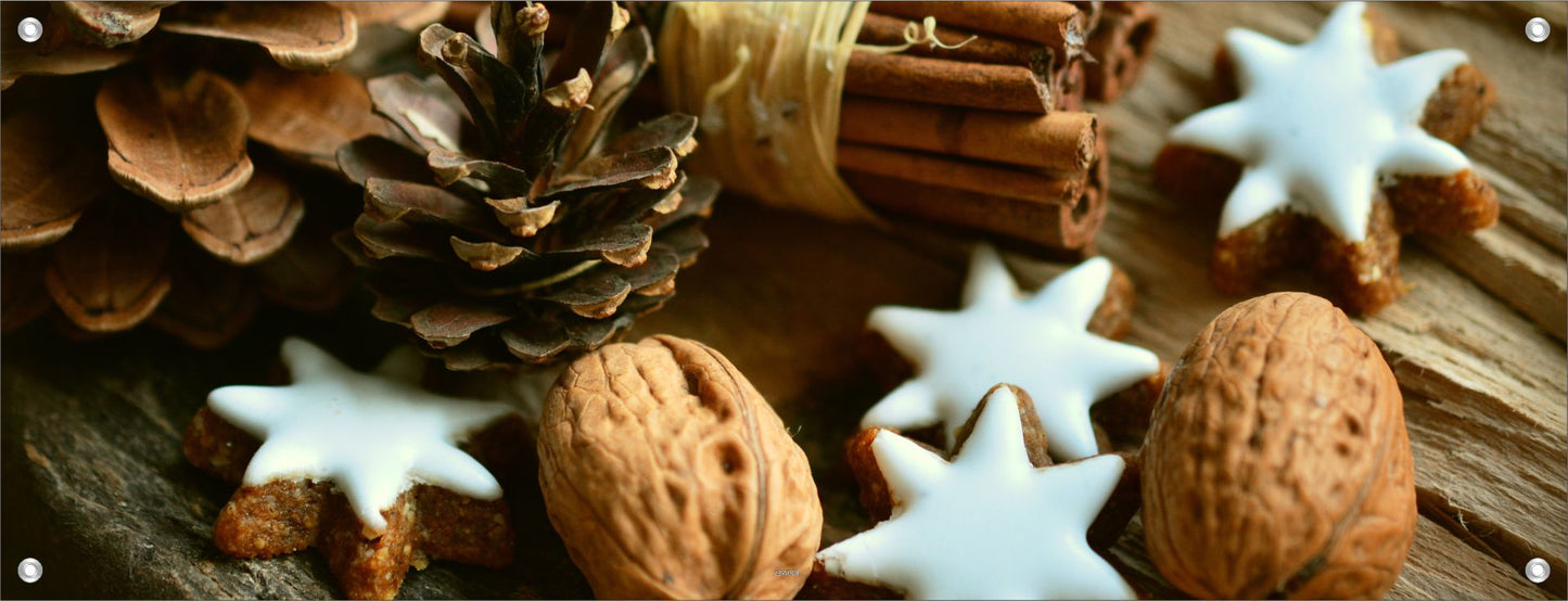 WEIHNACHTEN WANDBILDER POSTER DEKO BILDER XXL 160x60 ZIMTSTERNE NÜSSE