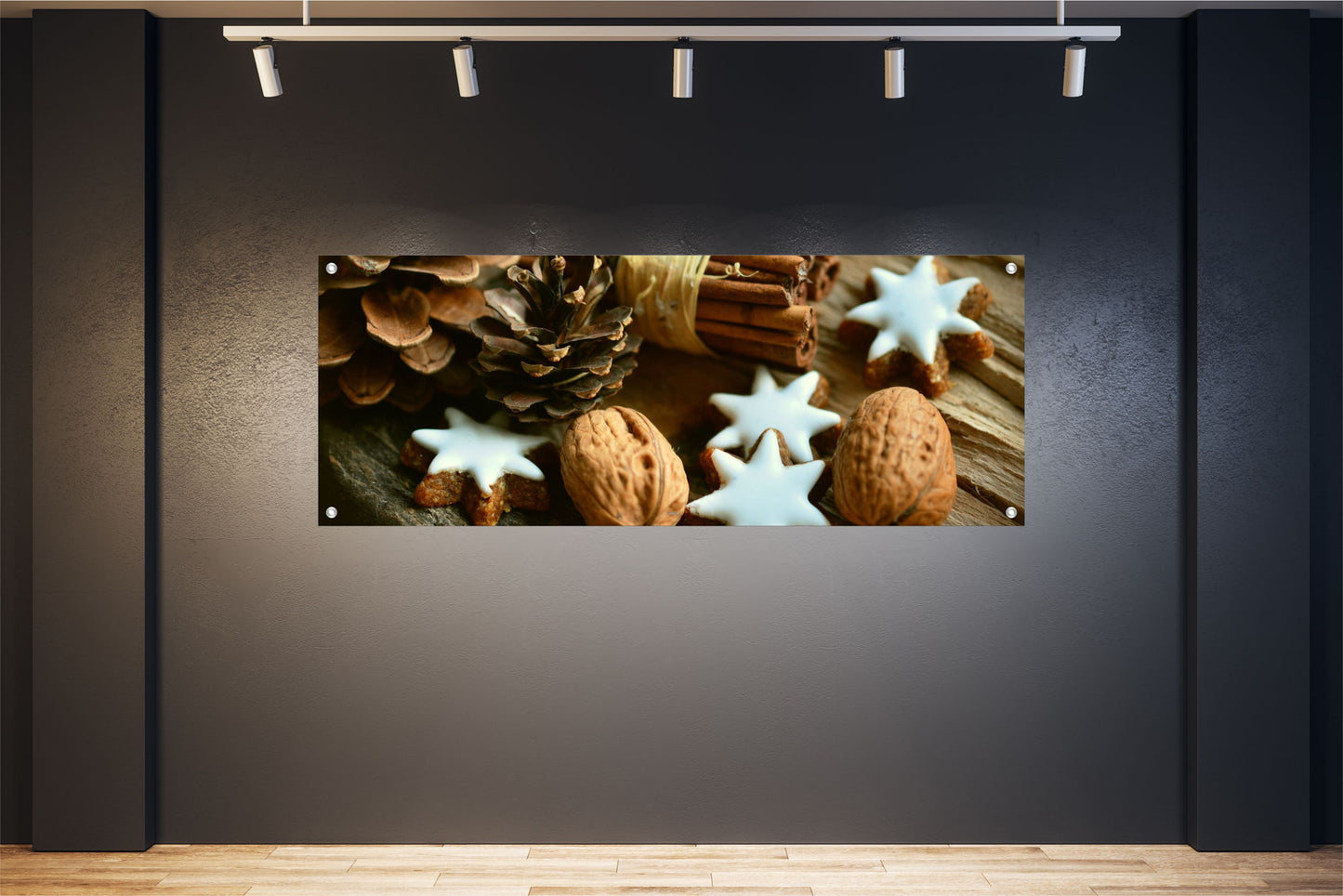 WEIHNACHTEN WANDBILDER POSTER DEKO BILDER XXL 160x60 ZIMTSTERNE NÜSSE