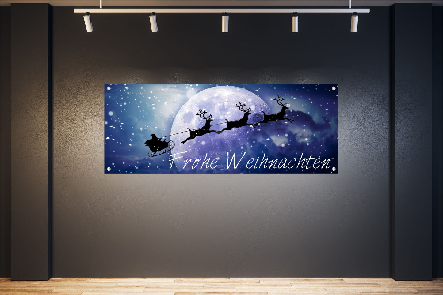 WEIHNACHTEN WANDBILDER POSTER DEKO BILDER XXL160x60 RENTIERE SCHLITTEN MOND