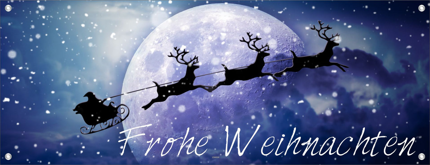 WEIHNACHTEN WANDBILDER POSTER DEKO BILDER XXL160x60 RENTIERE SCHLITTEN MOND