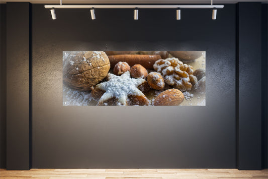 WEIHNACHTEN WANDBILDER POSTER DEKO BILDER XXL 160x60 NÜSSE GEBÄCK