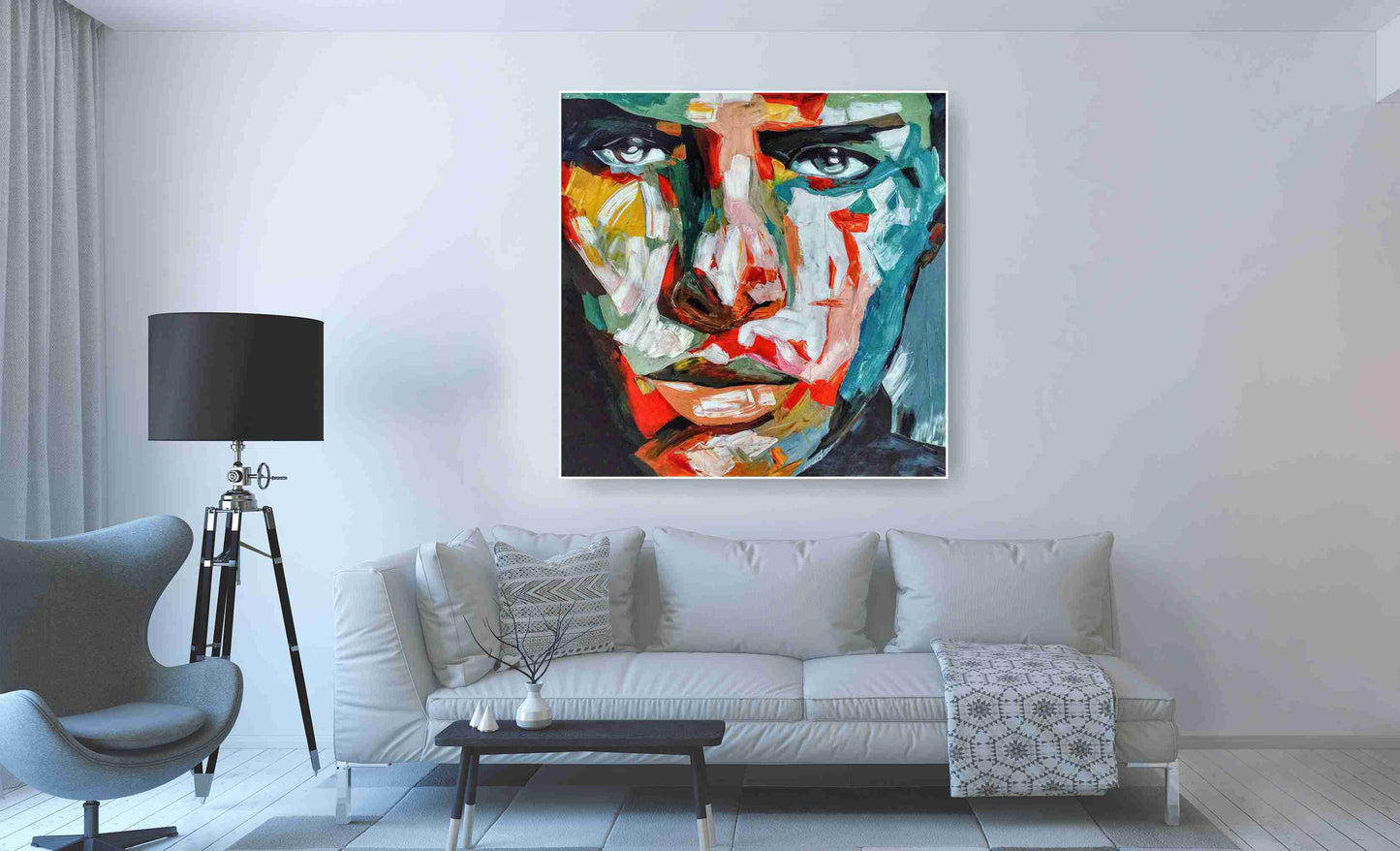 WANDBILD ALURAHMEN XXL ABSTRAKTE BILDER WOHNZIMMER 120x120 MALEREI MANN