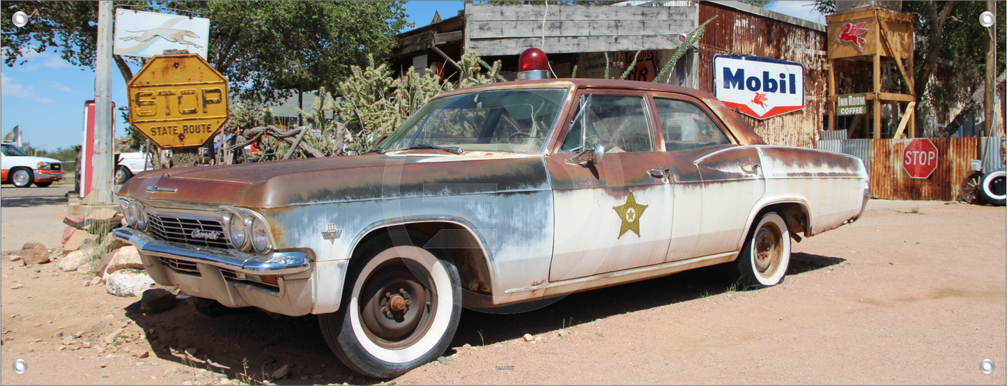 AUTO WANDBILDER POSTER DEKO BILDER XXL 160x60 US CAR SHERIFF OLDTIMER