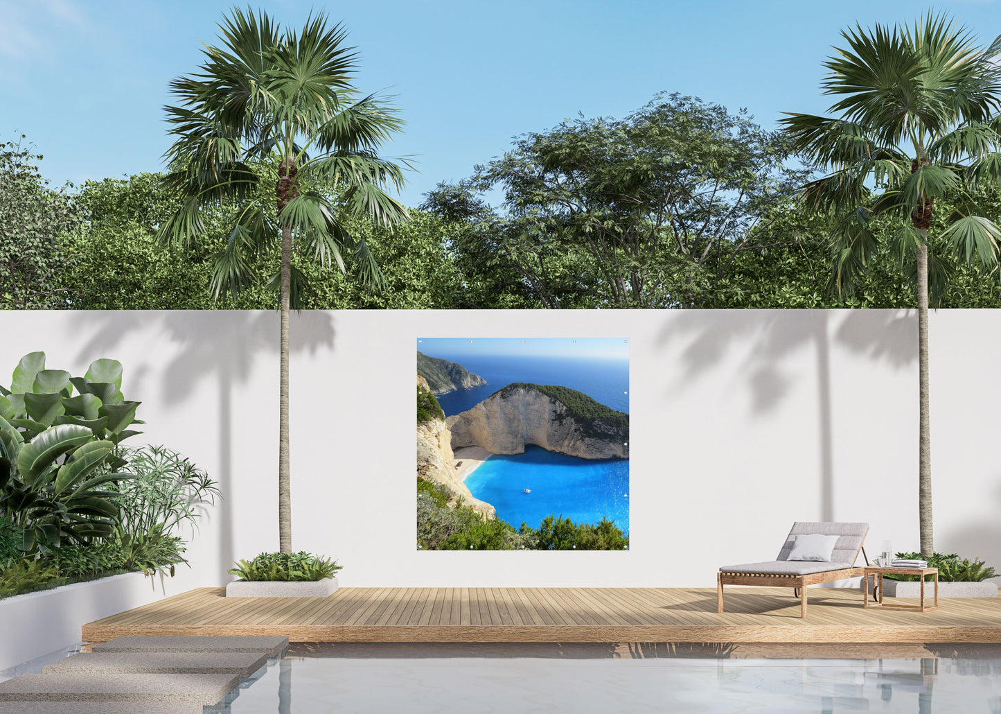 Outdoor Bild Banner Außen Gartenposter Wetterfest 180x180 cm Meer Aussicht Insel