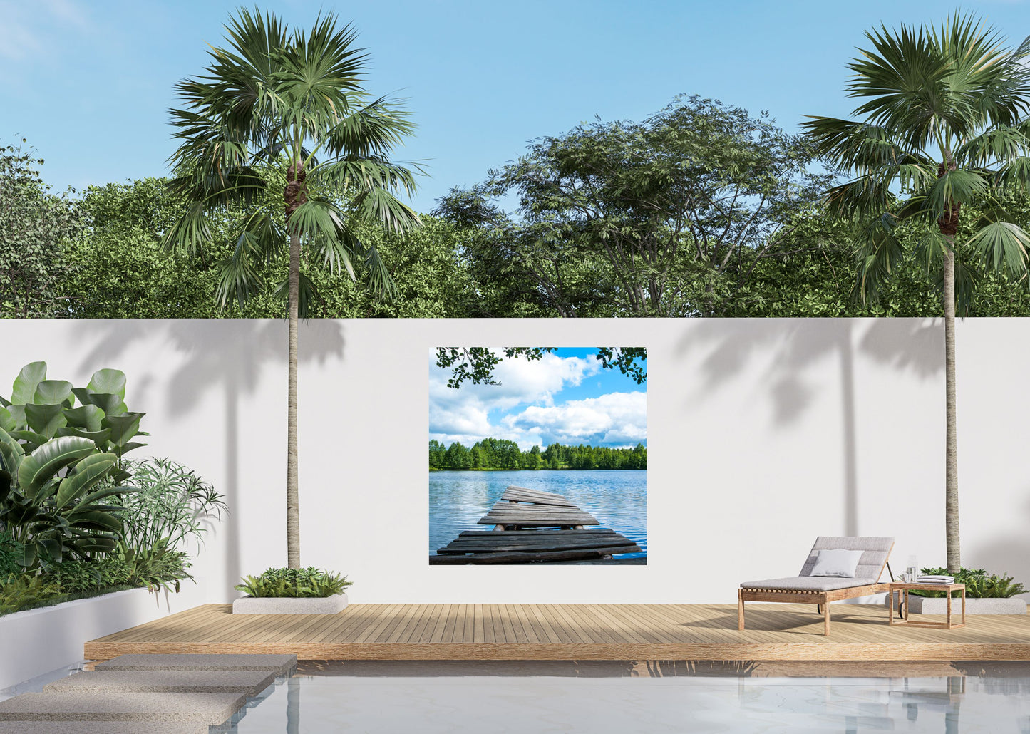 Outdoor Bild Banner Außen Gartenposter Wetterfest 180x180cm See Landschaft Natur