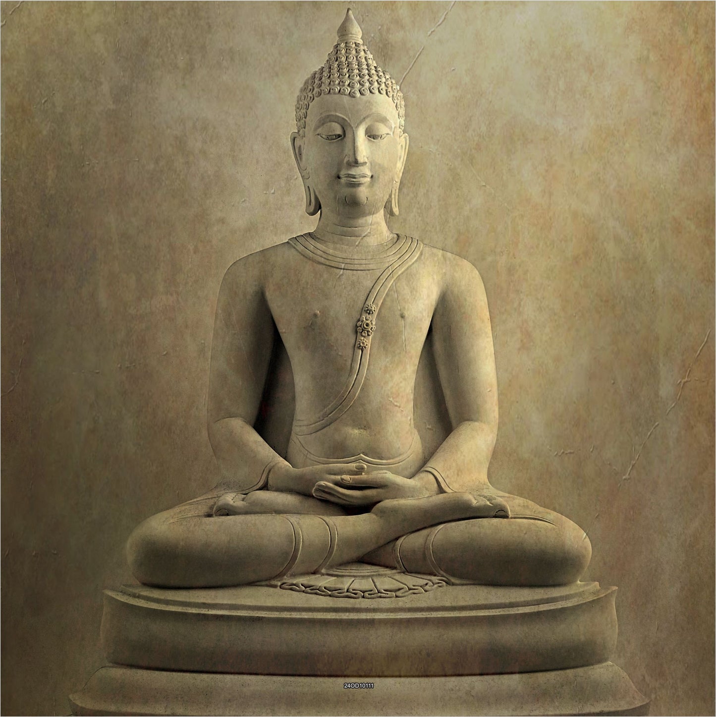 Outdoor Bild Banner Außen Gartenposter Wetterfest 180x180cm Buddha Statue Stein