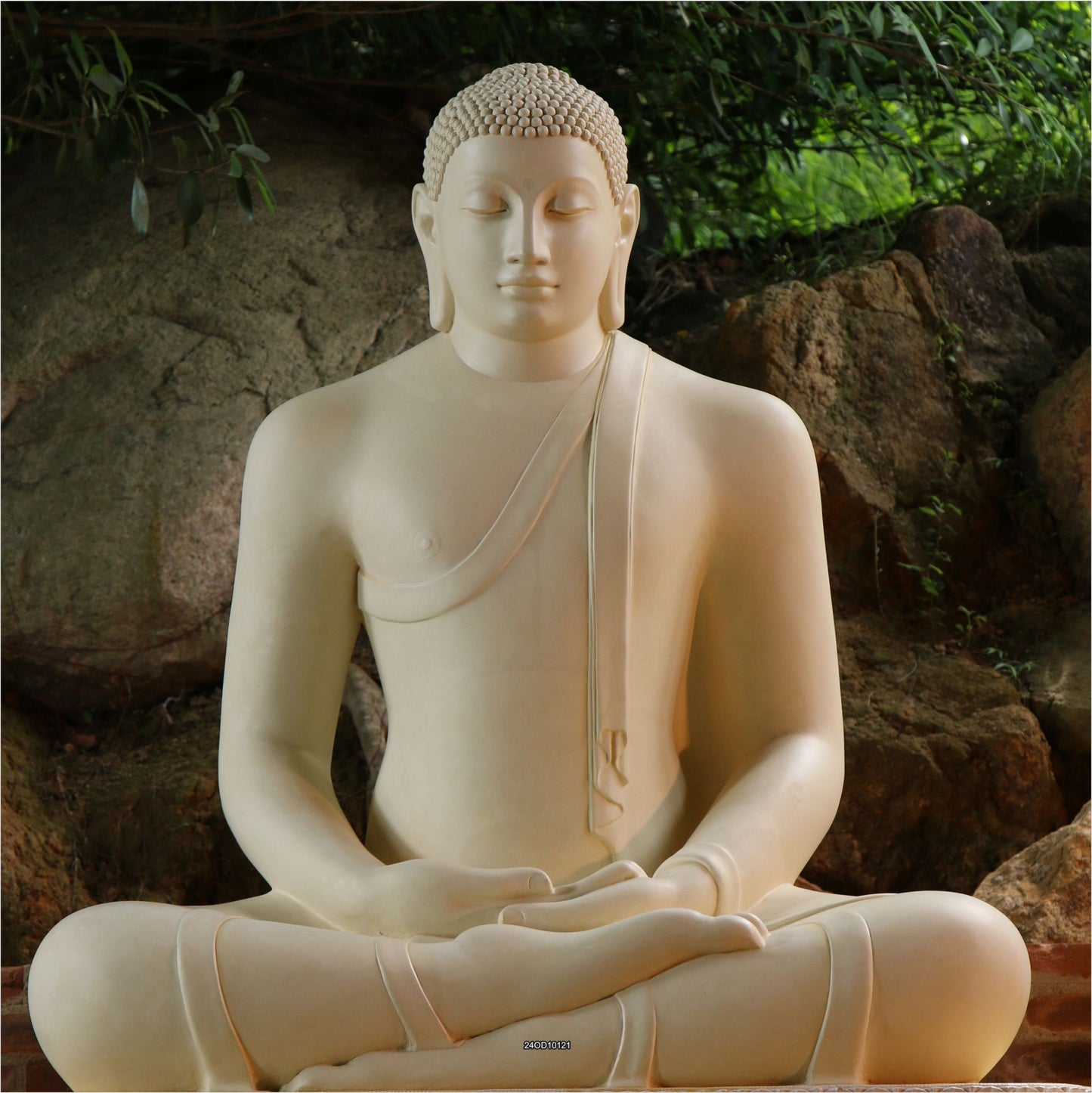 Outdoor Bild Banner Außen Gartenposter Wetterfest 180x180cm Buddha Stein Felsen