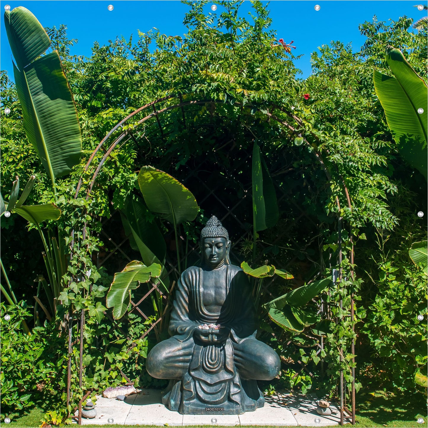 Outdoor Bild Banner Außen Gartenposter Wetterfest 180x180cm Buddha Figur Garten