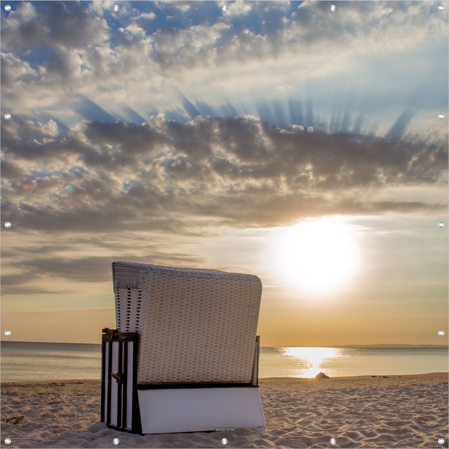 Outdoor Bild Banner Außen Gartenposter Wetterfest 180x180cm Meer Strandkorb Strand