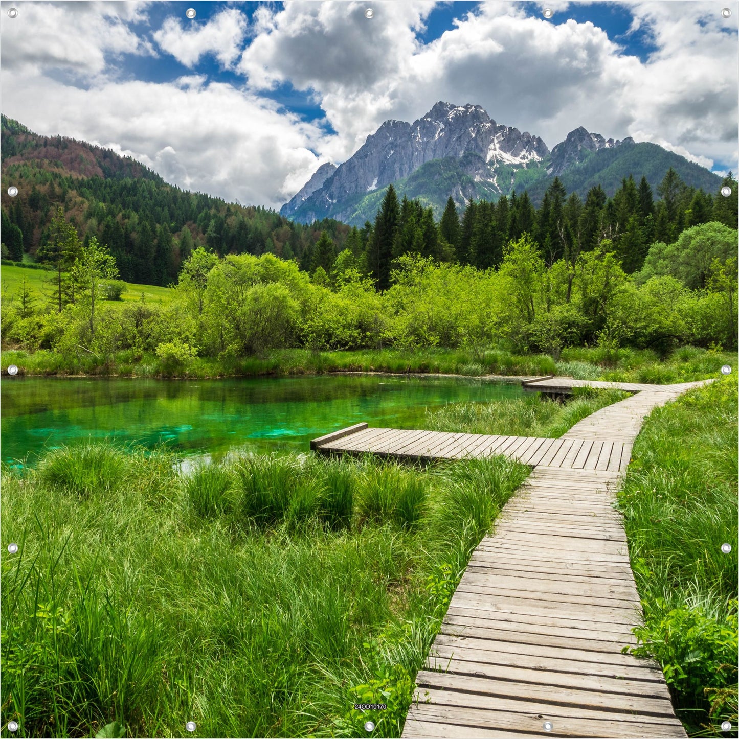 Outdoor Bild Banner Außen Gartenposter Wetterfest 180x180cm Landschaft Steg Natur