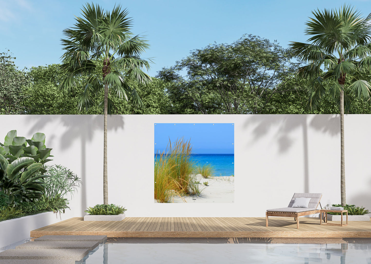 Outdoor Bild Banner Außen Gartenposter Wetterfest 180x180cm Natur Meer Blau
