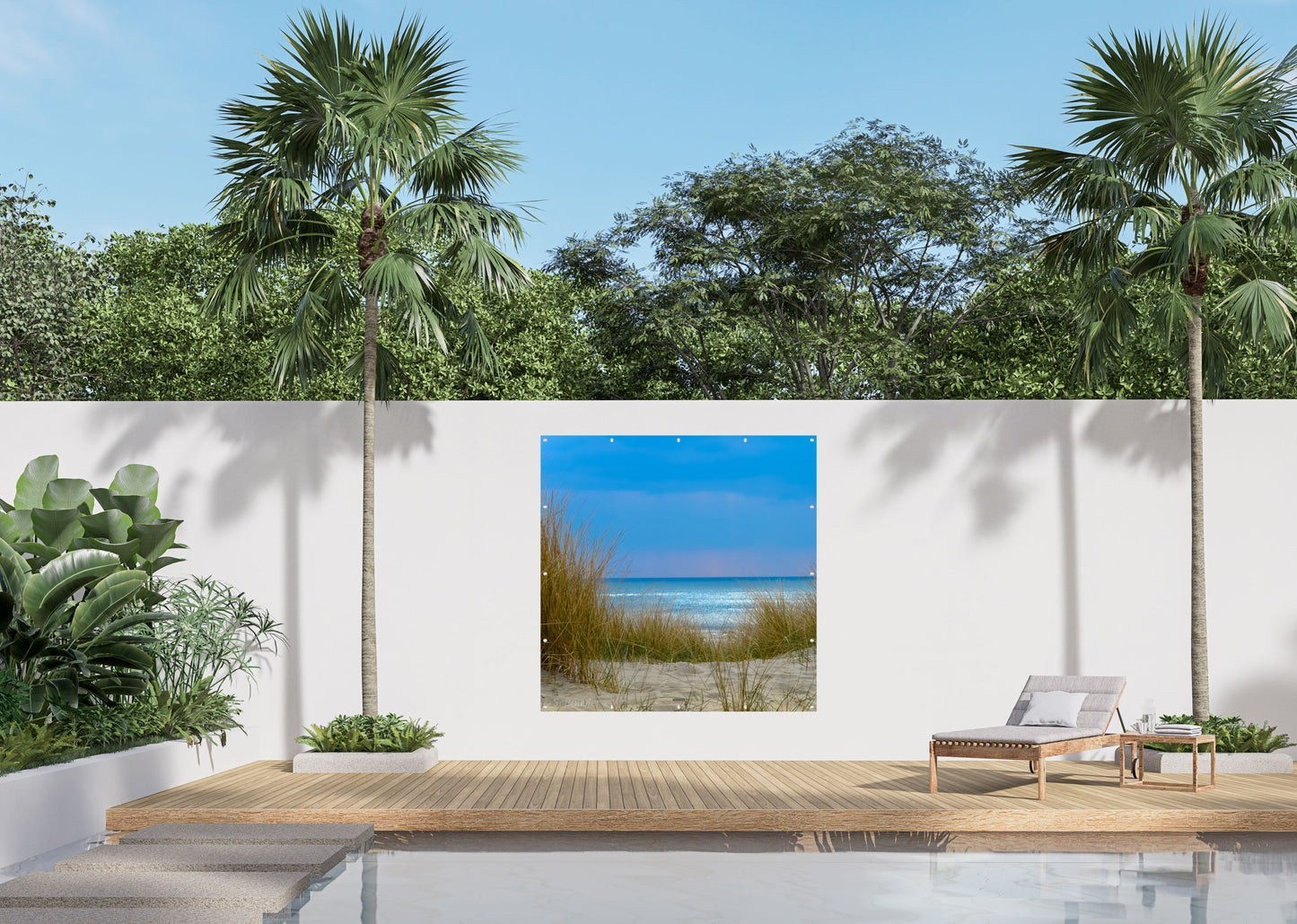 Outdoor Bild Banner Außen Gartenposter Wetterfest 180x180cm Himmel Blau Meer