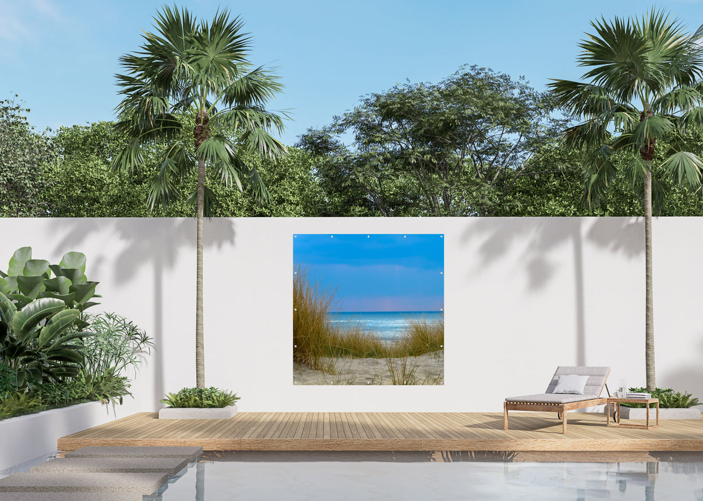 Outdoor Bild Banner Außen Gartenposter Wetterfest 180x180cm Himmel Blau Meer