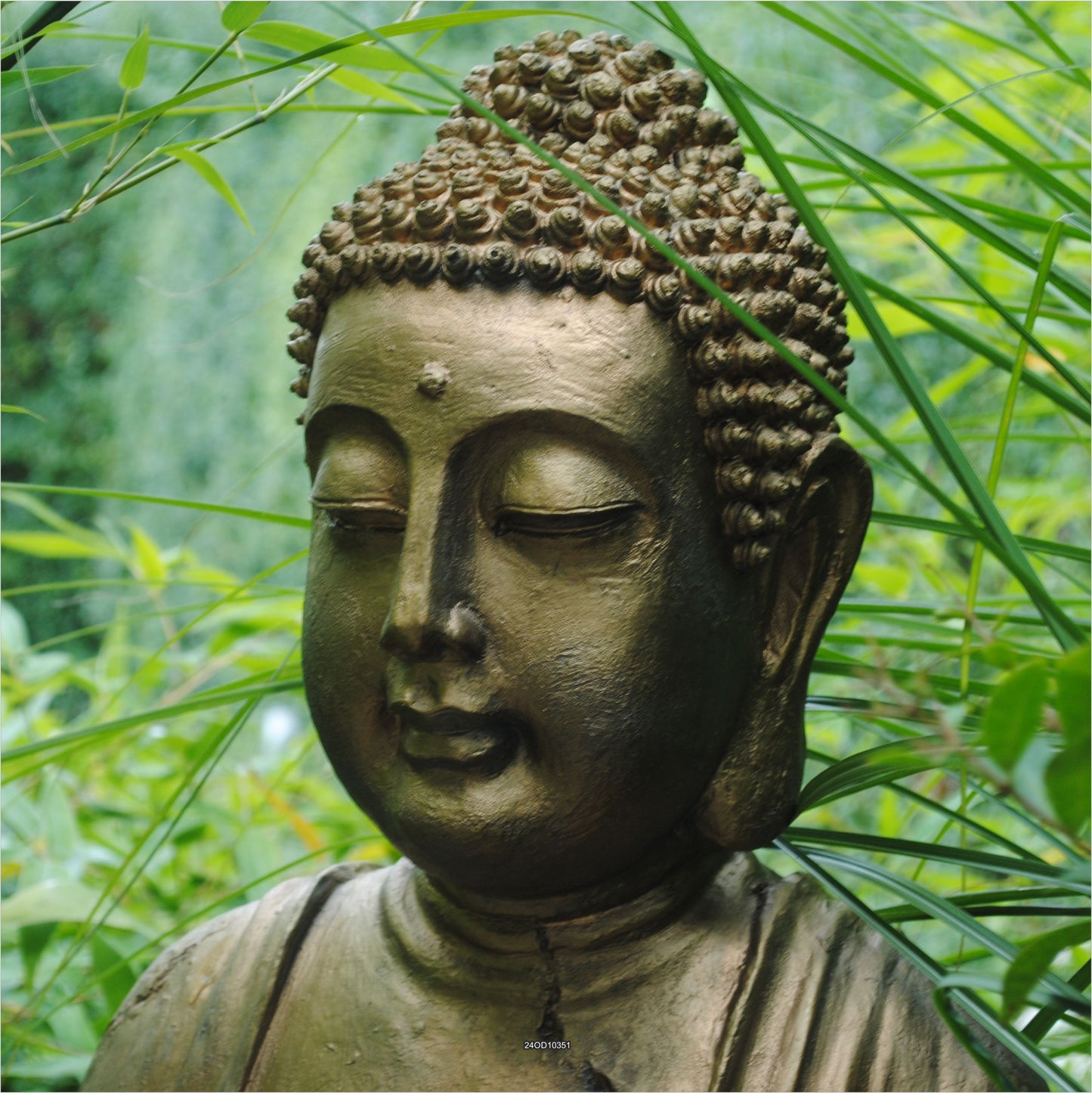 Outdoor Bild Banner Außen Gartenposter Wetterfest 180x180cm Buddha Kopf Natur