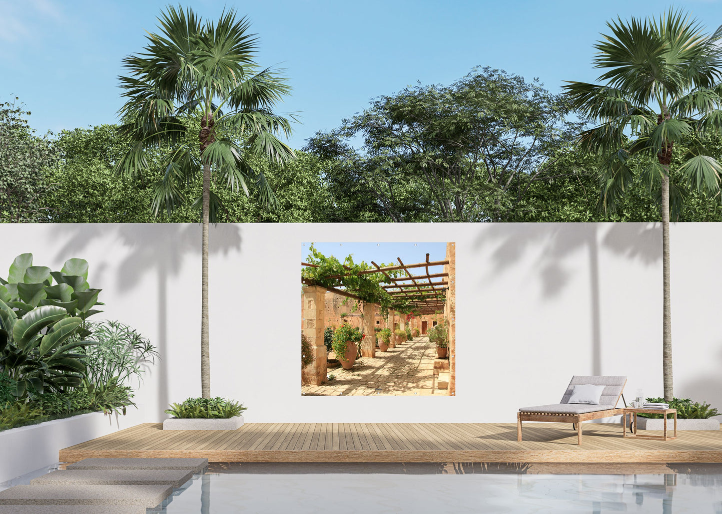 Outdoor Bild Banner Außen Gartenposter Wetterfest 180x180cm Mediterran Haus