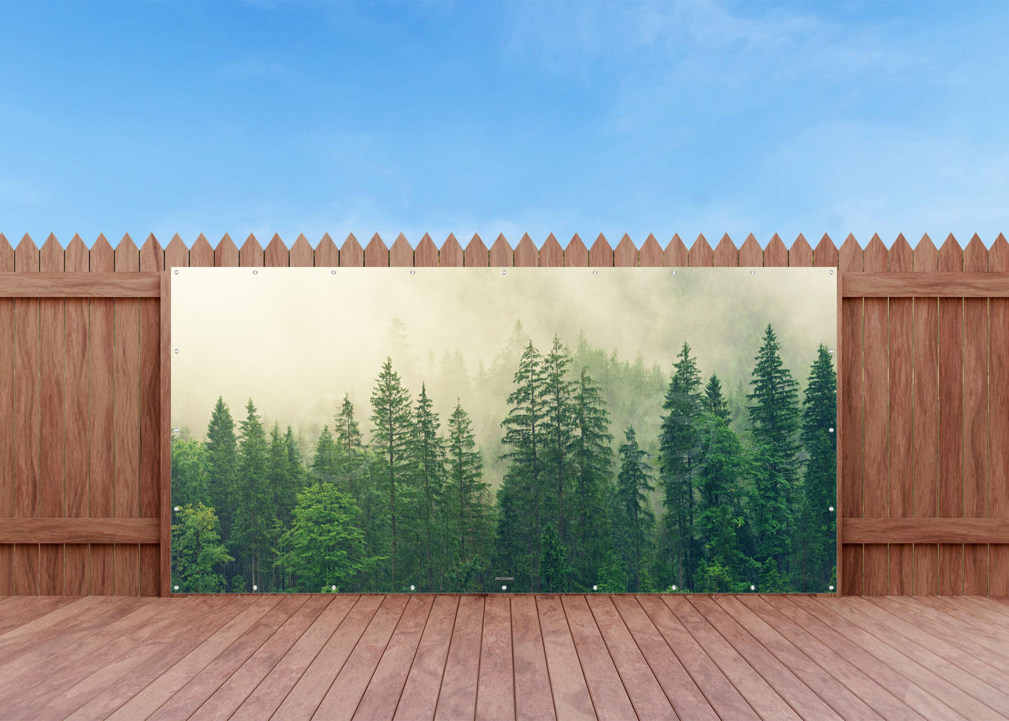 Outdoor Bild Banner Außen Gartenposter wetterfest 370x180 Natur Tannen Wald