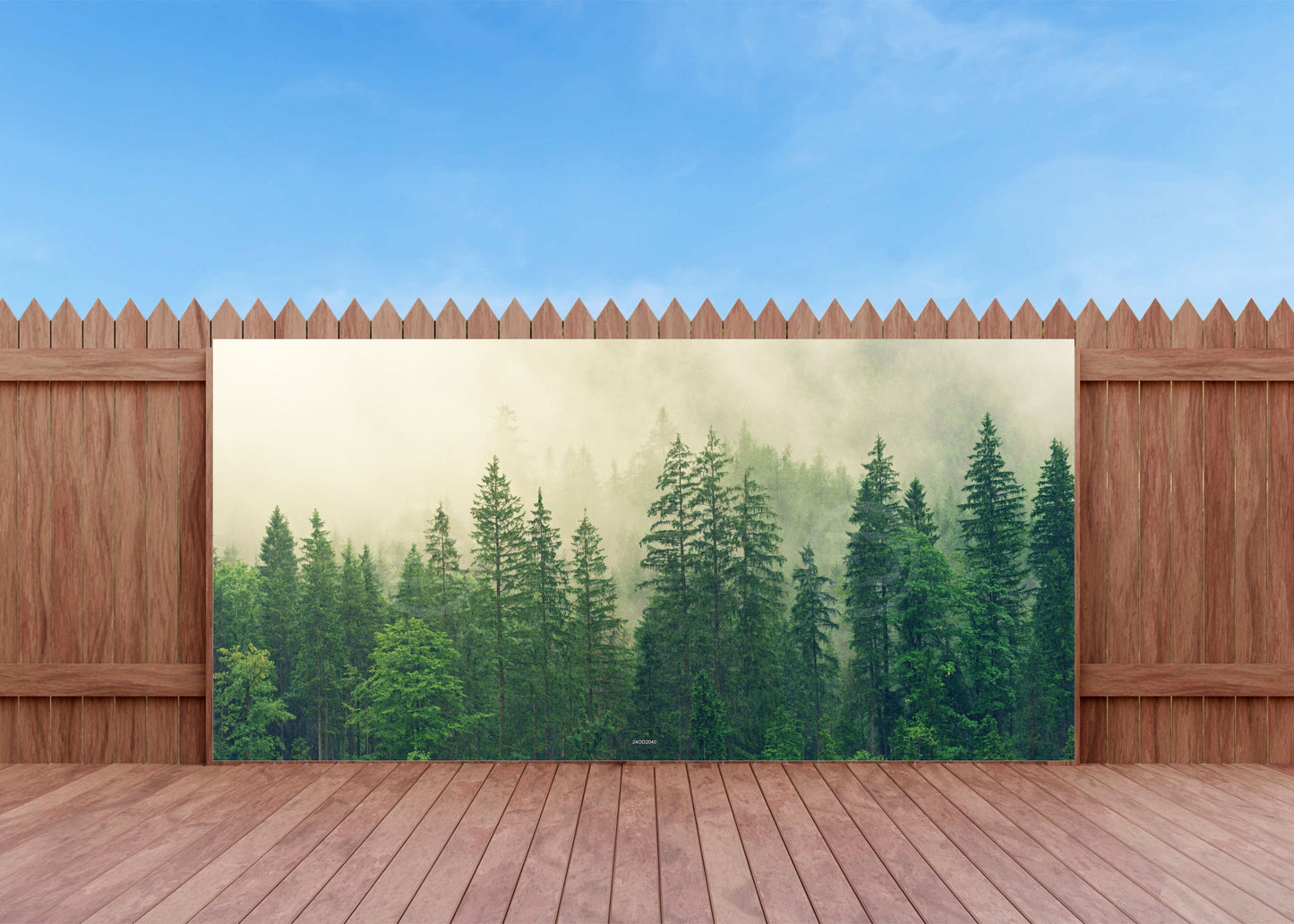 Outdoor Bild Banner Außen Gartenposter wetterfest 370x180 Natur Tannen Wald