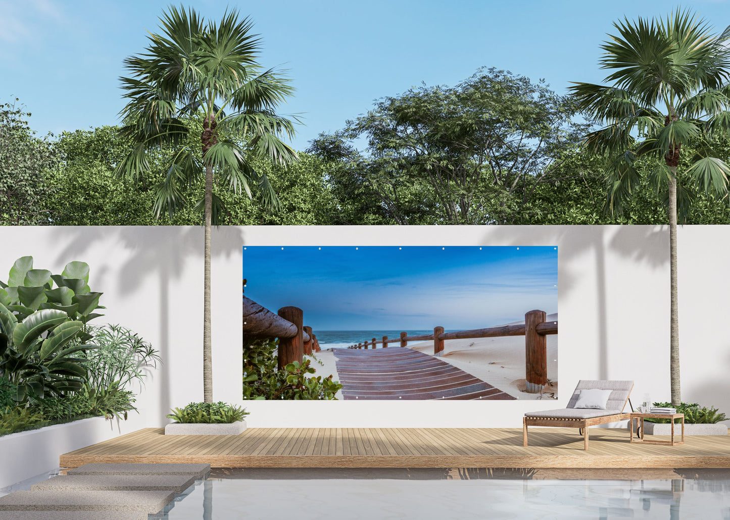 Outdoor Bild Banner Außen Gartenposter wetterfest 370x180 cm Weg Strand Meer