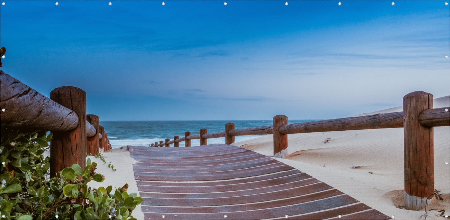 Outdoor Bild Banner Außen Gartenposter wetterfest 370x180 cm Weg Strand Meer