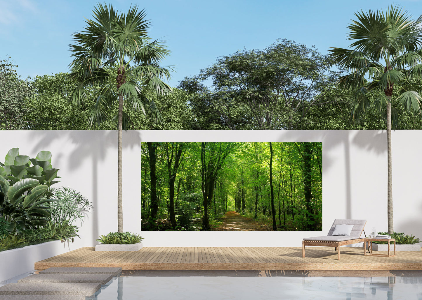 Outdoor Bild Banner Außen Gartenposter wetterfest 370x180 Landschaft Wald Weg