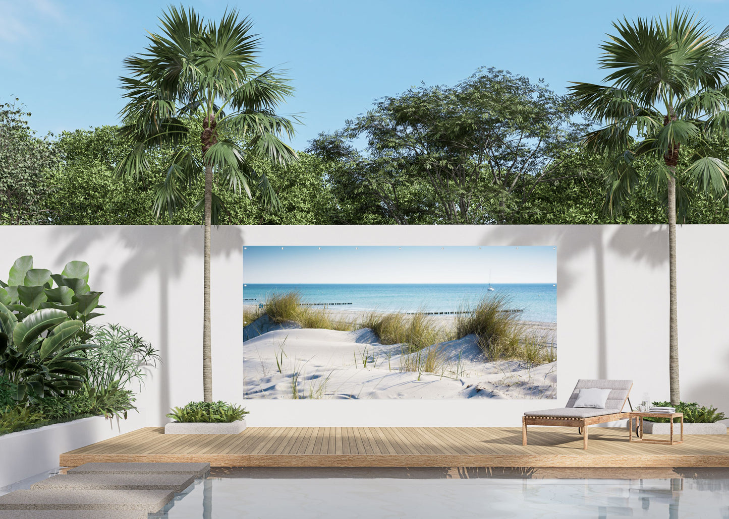 Outdoor Bild Garten Außen Gartenposter wetterfest 370x180 cm Natur Meer Strand