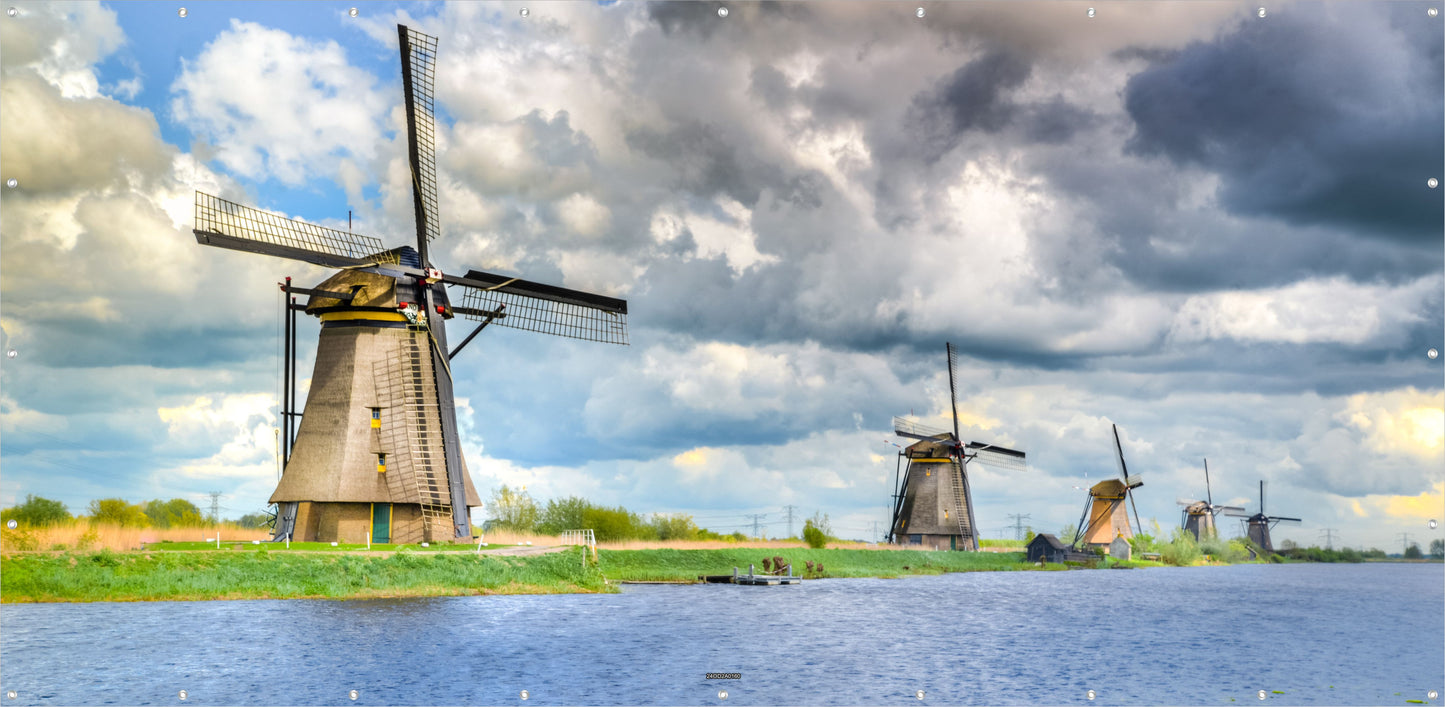 Outdoor Bild Banner Außen Gartenposter wetterfest 370x180 Windmühlen Natur