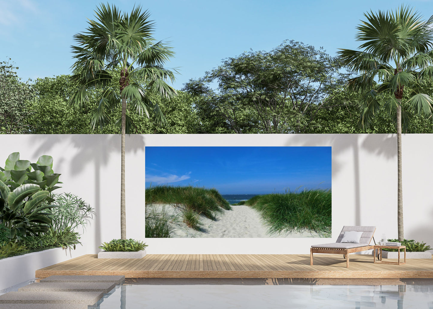 Outdoor Bild Banner Außen Gartenposter wetterfest 370x180 Meer Gras Strand