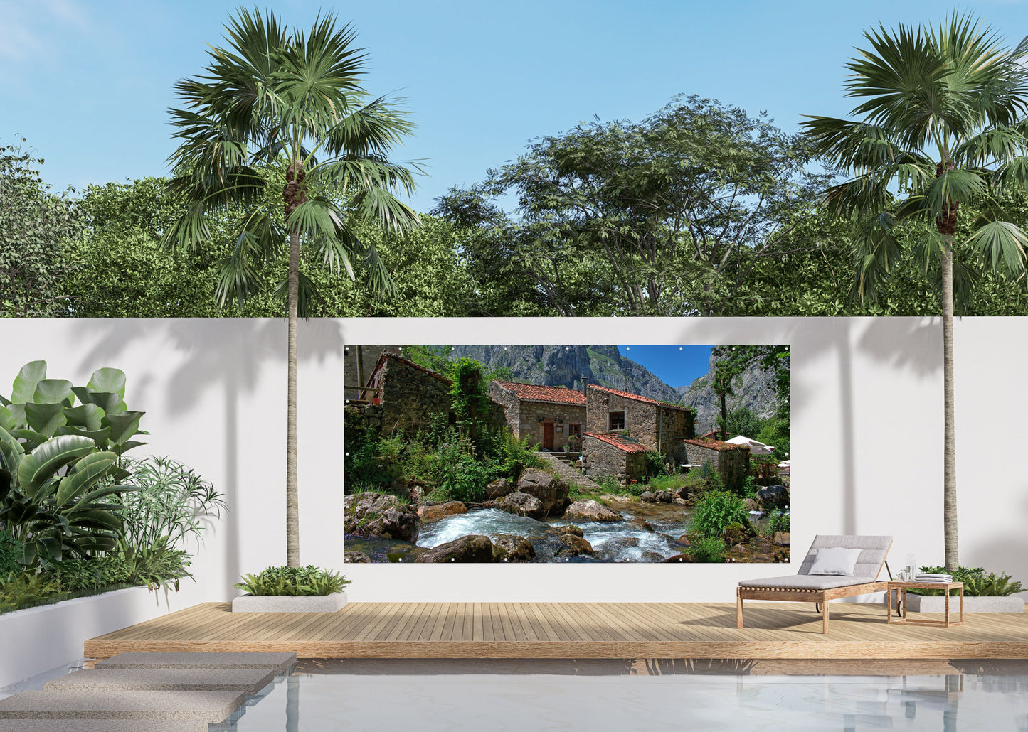 Outdoor Bild Banner Außen Gartenposter wetterfest 370x180 cm Mediterran Haus