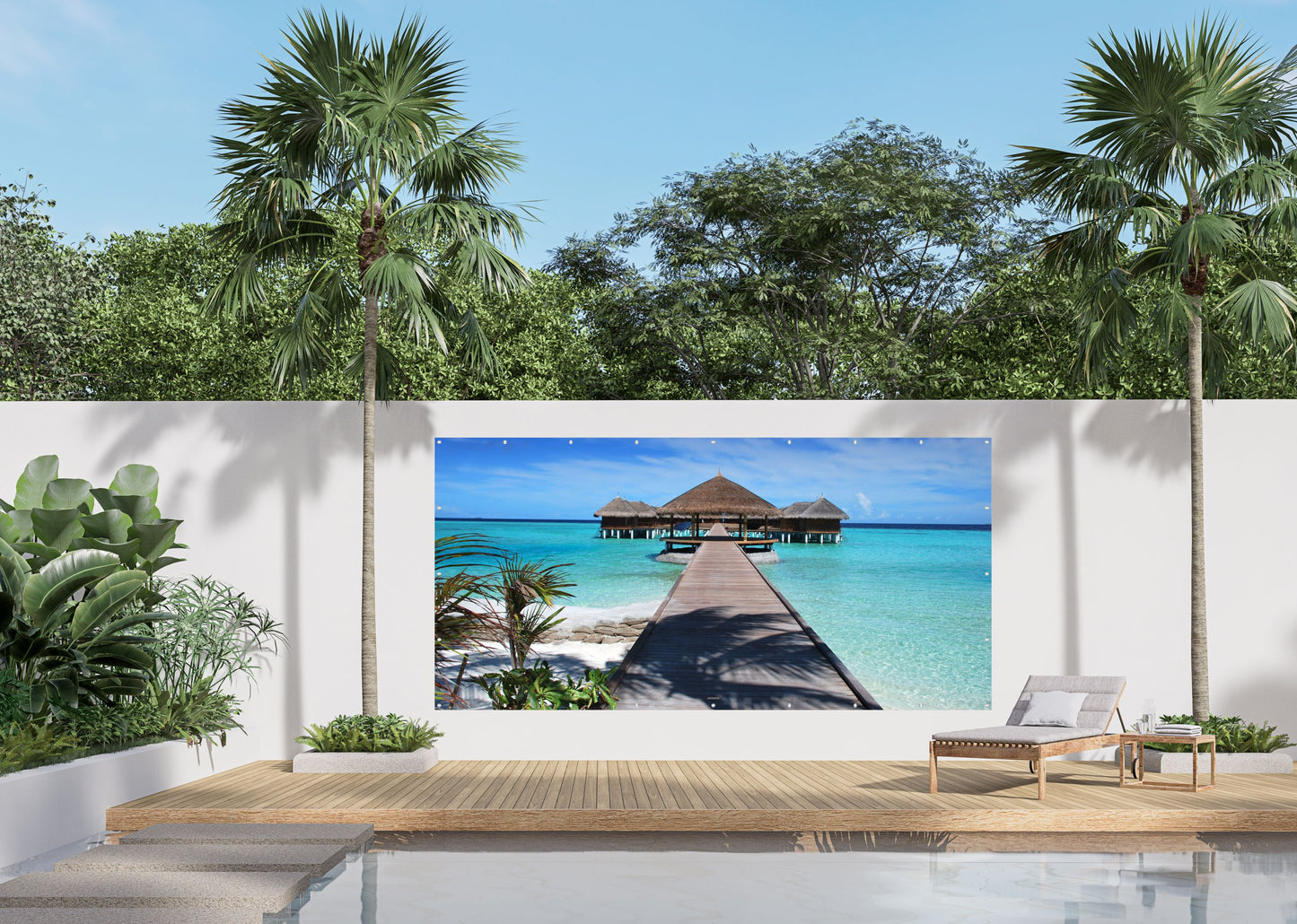 Outdoor Bild Banner Außen Gartenposter wetterfest 370x180 cm Karibik Meer